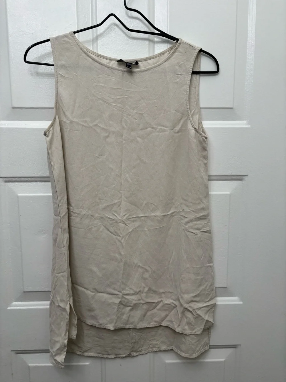 Eileen Fisher Sleeveless Layered Cream Silk Tank Top